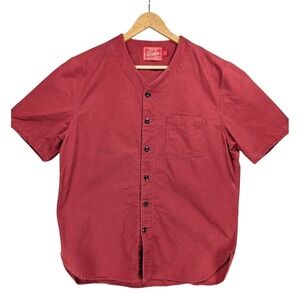 Dehen Men's L Red Heavy Cotton Baseball Shirt Button Up USA Anniversary Tag